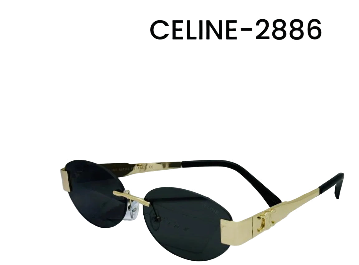 Céline 2886 Rimless Oval Sunglasses – Gold Frame