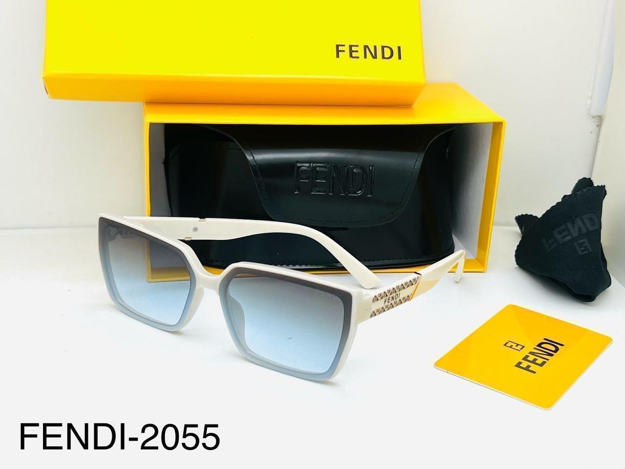 Fendi 2055 Square Sunglasses – White Frame Blue Gradient