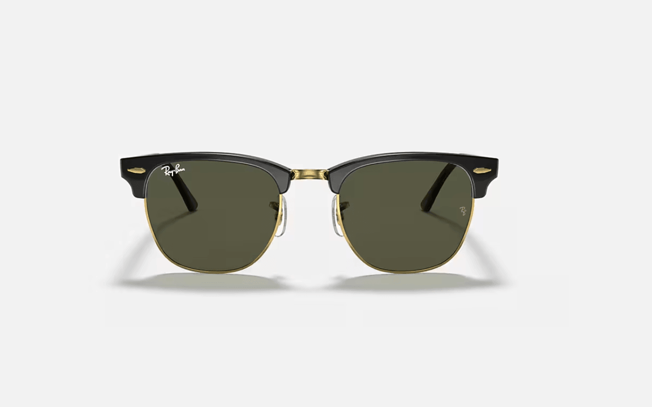 RAY-BAN RB3016 Clubmaster Polarized+ Green on Gold Sunglasses