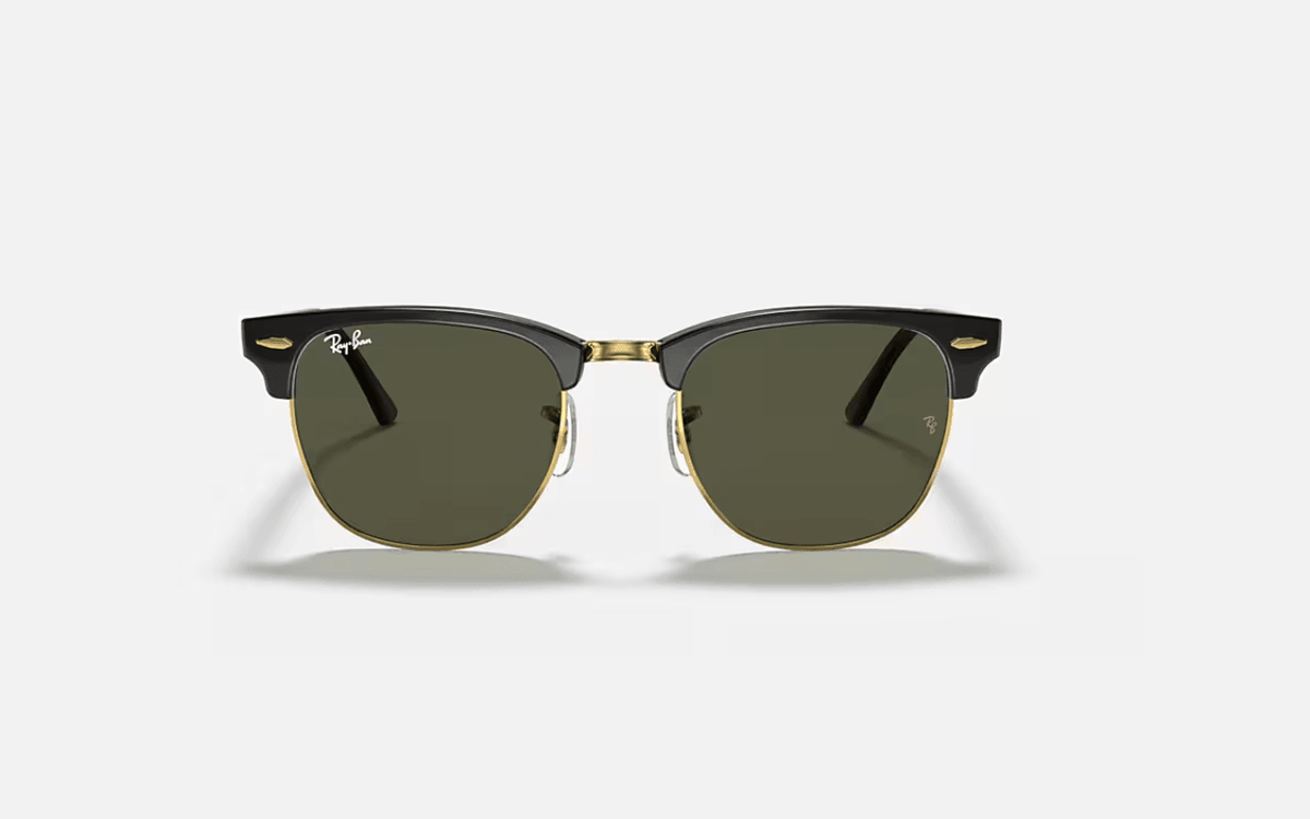 RAY-BAN RB3016 Clubmaster Polarized+ Green on Gold Sunglasses