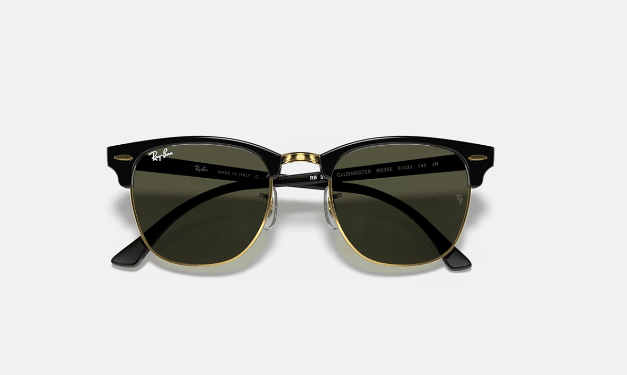 RAY-BAN RB3016 Clubmaster Polarized+ Green on Gold Sunglasses